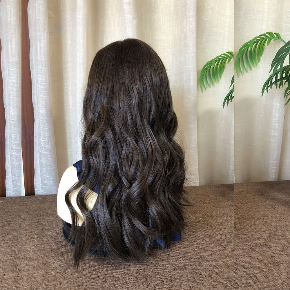 Dark Brown European Virgin Hair Lace Top Wigs for Women - Double Show Hair Wigs