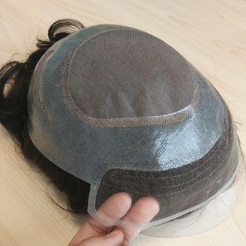 Lace Front Hair Piece Toupee with Mono Center - Double Show Hair Wigs