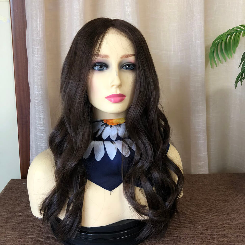 Dark Brown European Virgin Hair Lace Top Wigs for Women - Double Show Hair Wigs