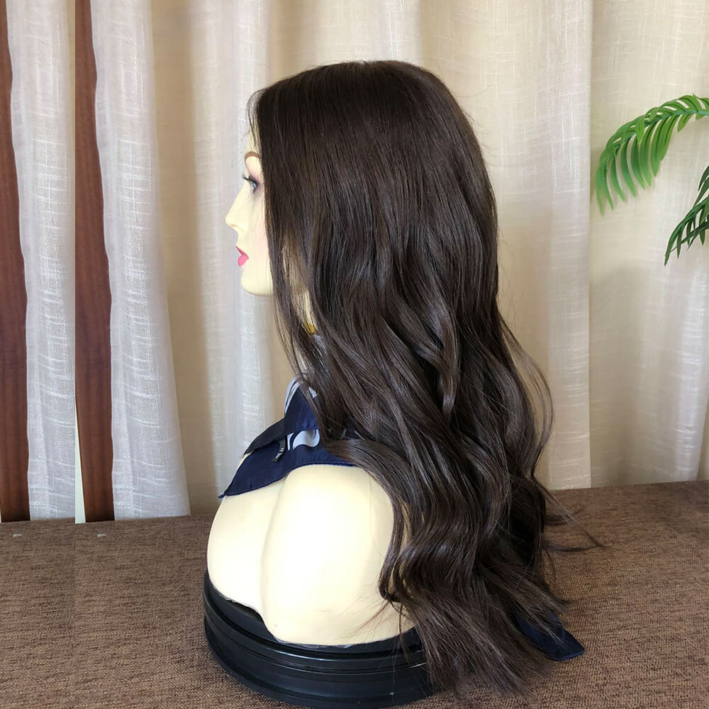 Dark Brown European Virgin Hair Lace Top Wigs for Women - Double Show Hair Wigs