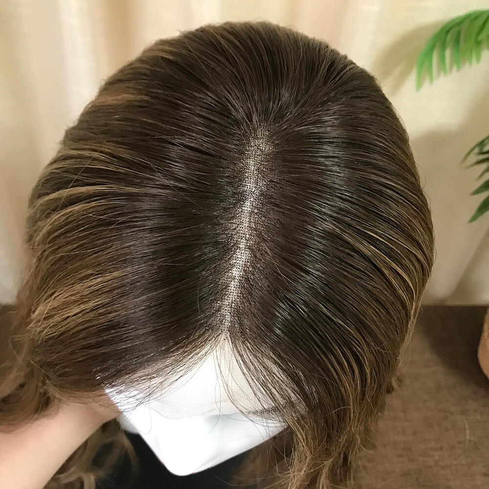 Pretty Roots Kosher Glam Brazilian Hair Wig Lace Top Jewish Sheitels - Double Show Hair Wigs