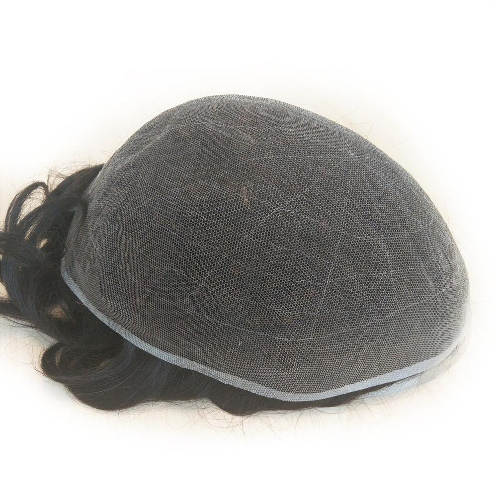 Customized Full French Lace Hair Replacement System for Men - Double Show Hair Wigs