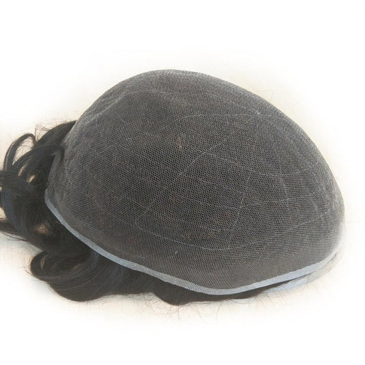 Customized Full French Lace Hair Replacement System for Men - Double Show Hair Wigs