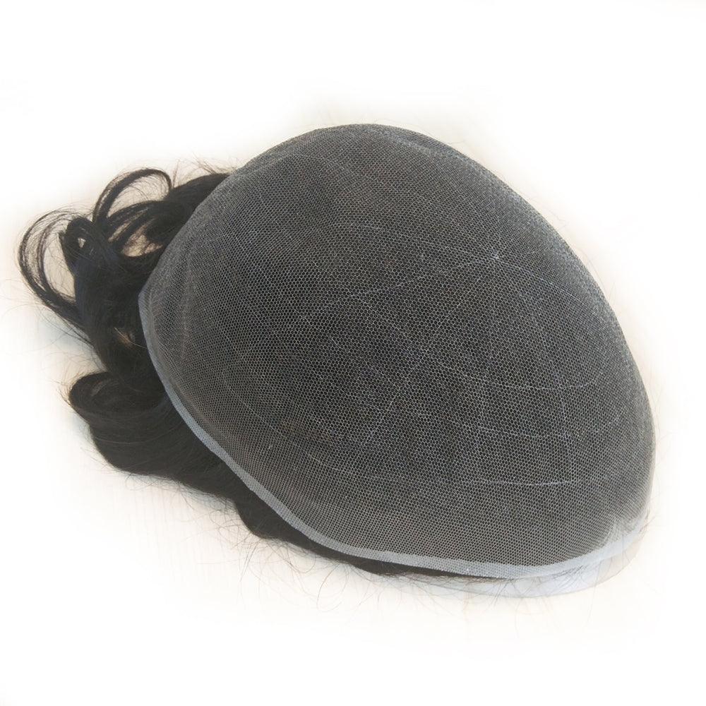 Customized Full French Lace Hair Replacement System for Men - Double Show Hair Wigs