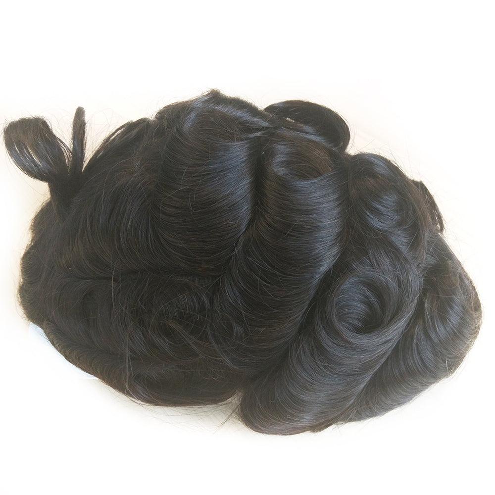 Customized Full French Lace Hair Replacement System for Men - Double Show Hair Wigs