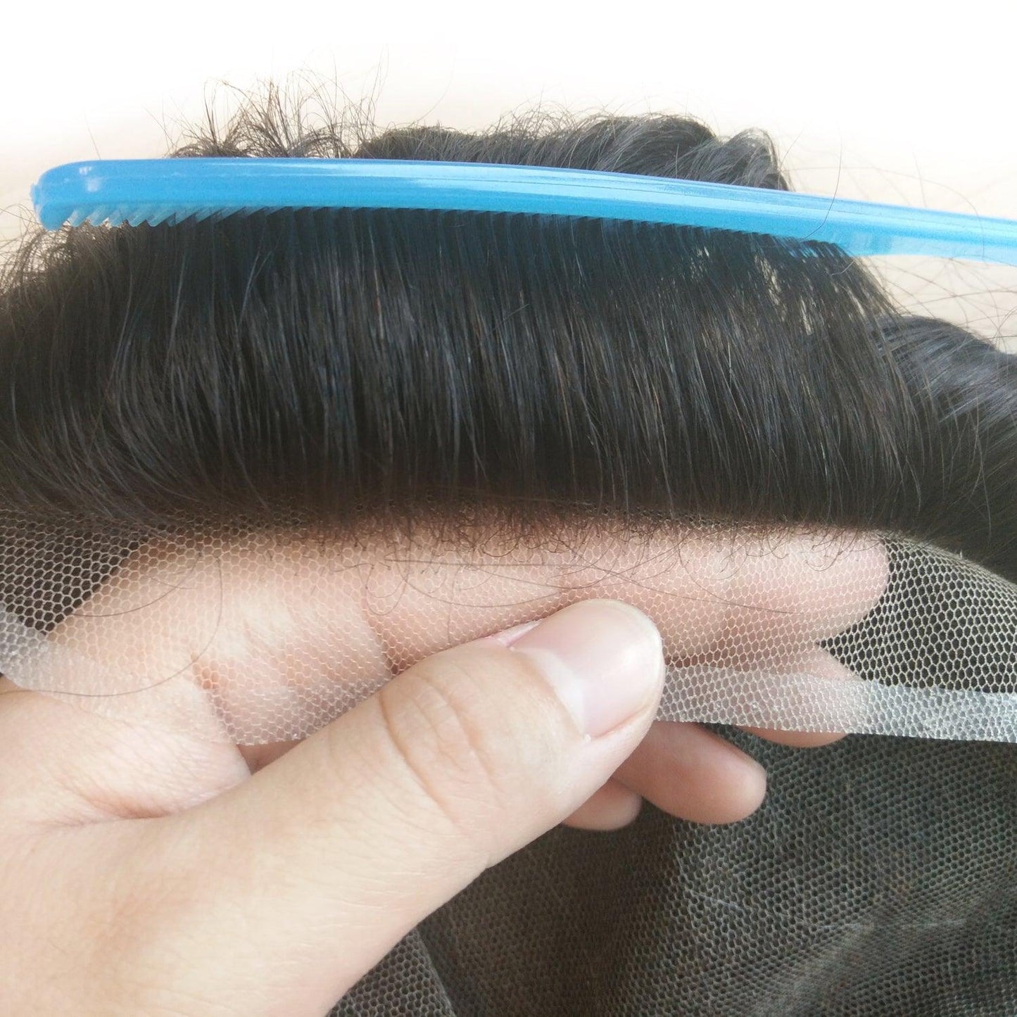 Customized Full French Lace Hair Replacement System for Men - Double Show Hair Wigs