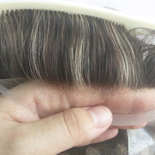 Customized Hair Prosthesis For men with Highlight - Double Show Hair Wigs