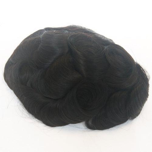 Customized Human Hair Toupee Full French lace with Pu back and side - Double Show Hair Wigs