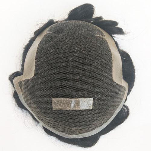 Customized Human Hair Toupee Full French lace with Pu back and side - Double Show Hair Wigs