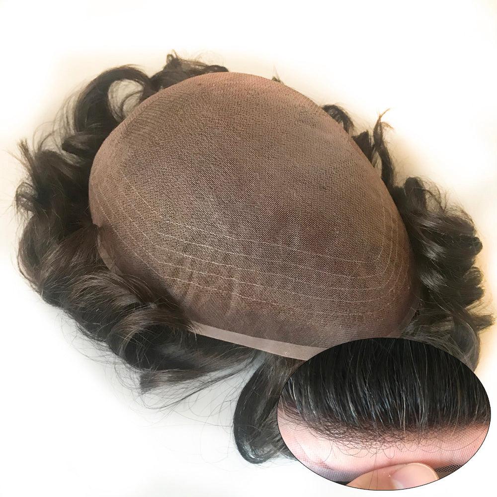 Fine Welded Mono Hair System for men Customized Toupee - Double Show Hair Wigs