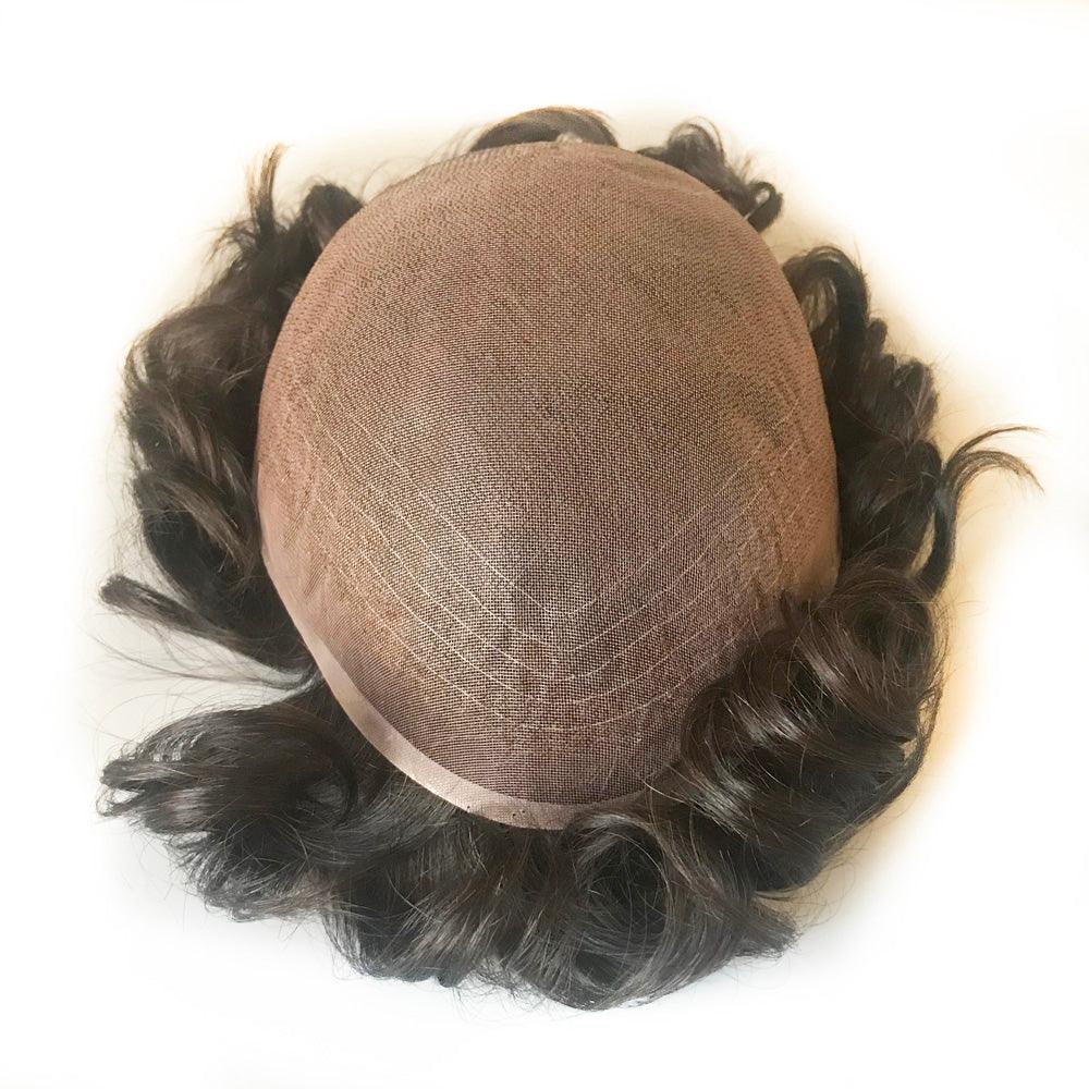 Fine Welded Mono Hair System for men Customized Toupee - Double Show Hair Wigs