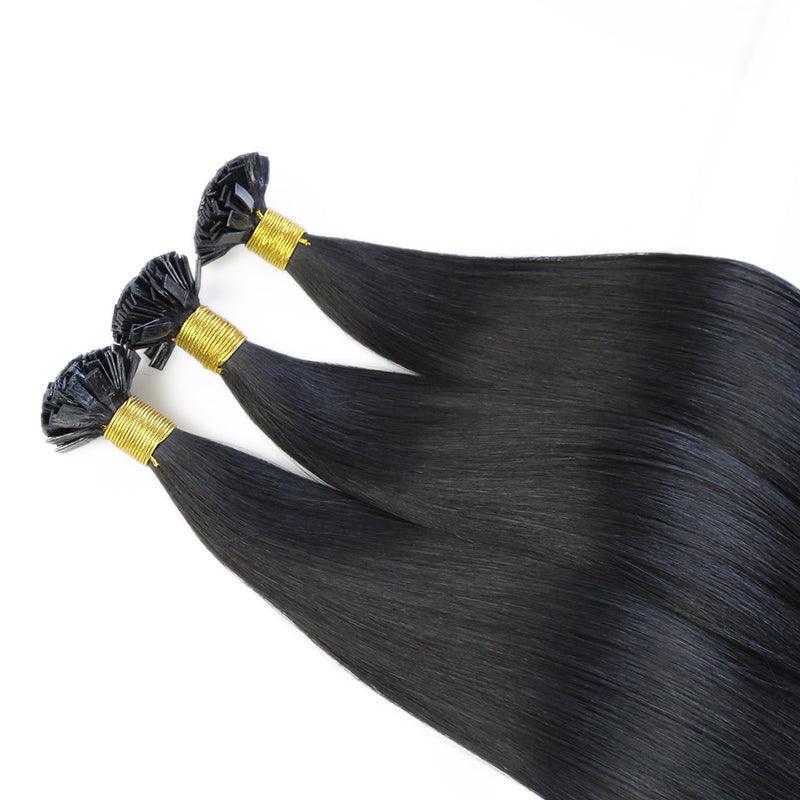 Flat Tip Natural Hair Extensions Straight Brazilian Remy Pre Bonded Keratin Capsules Smoothing Fusion Human Hair - Double Show Hair Wigs
