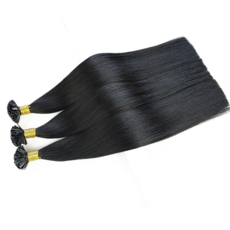 Flat Tip Natural Hair Extensions Straight Brazilian Remy Pre Bonded Keratin Capsules Smoothing Fusion Human Hair - Double Show Hair Wigs