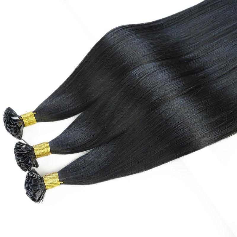 Flat Tip Natural Hair Extensions Straight Brazilian Remy Pre Bonded Keratin Capsules Smoothing Fusion Human Hair - Double Show Hair Wigs