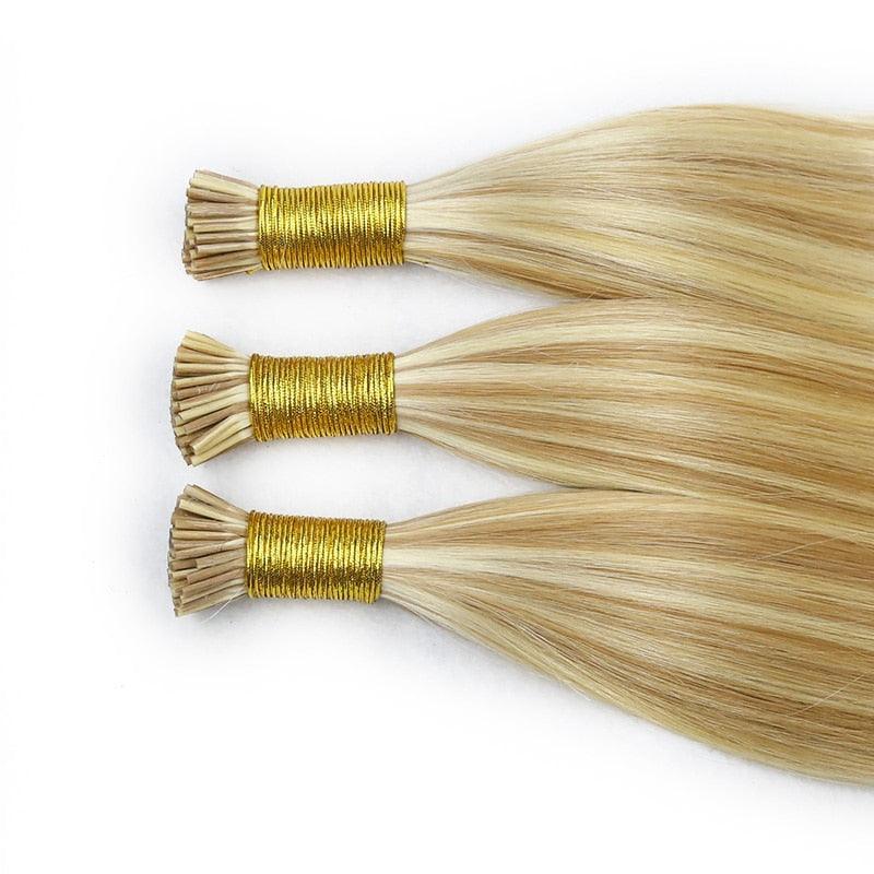 I Tip Human Hair Extensions Brazilian Smoothing Keratin Bonded Strands Of Hair Virgin Remy Straight Hair - Double Show Hair Wigs