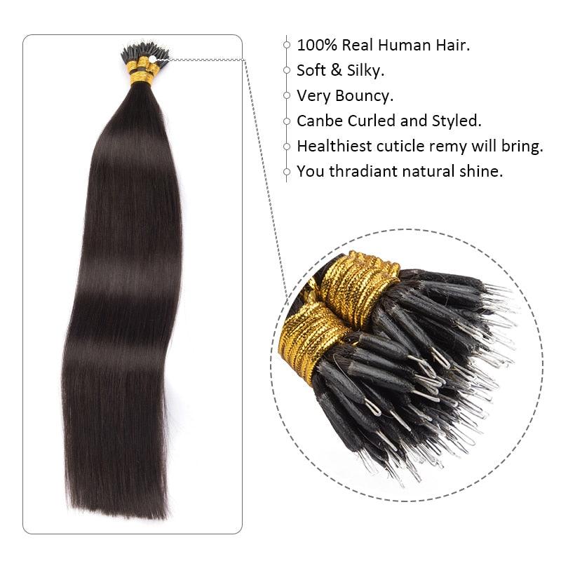 Nano Rings Micro Beads Human Hair Extensions Brazilan Remy Hair - Double Show Hair Wigs