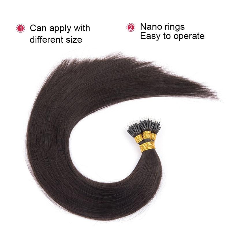 Nano Rings Micro Beads Human Hair Extensions Brazilan Remy Hair - Double Show Hair Wigs
