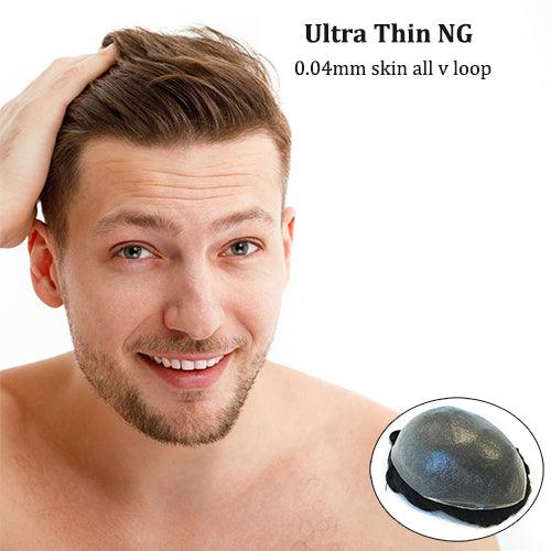 Super Thin Skin V-looped Men Hair Systems - Double Show Hair Wigs