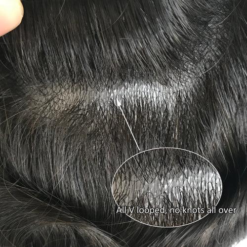Super Thin Skin V-looped Men Hair Systems - Double Show Hair Wigs