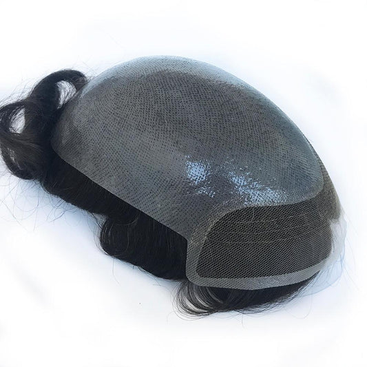 Thin Polyskin base Men Hair System with French lace front - Double Show Hair Wigs