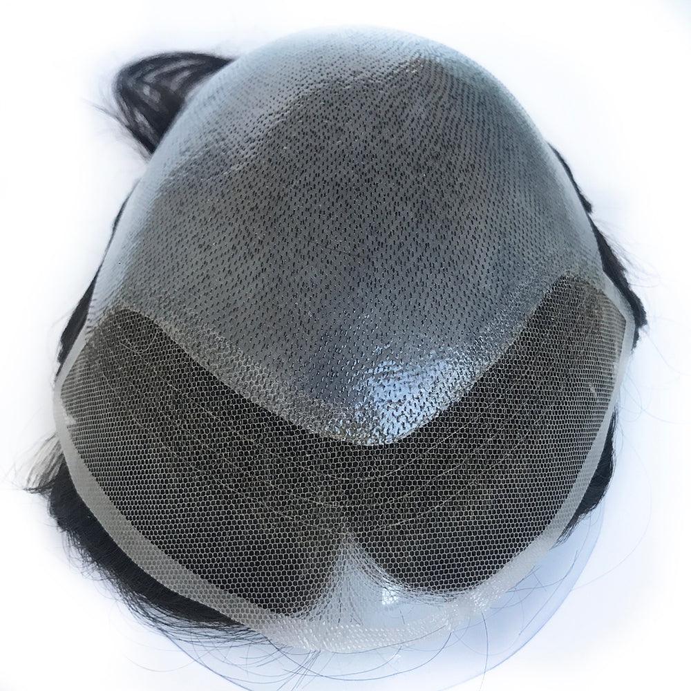 Thin Polyskin base Men Hair System with French lace front - Double Show Hair Wigs