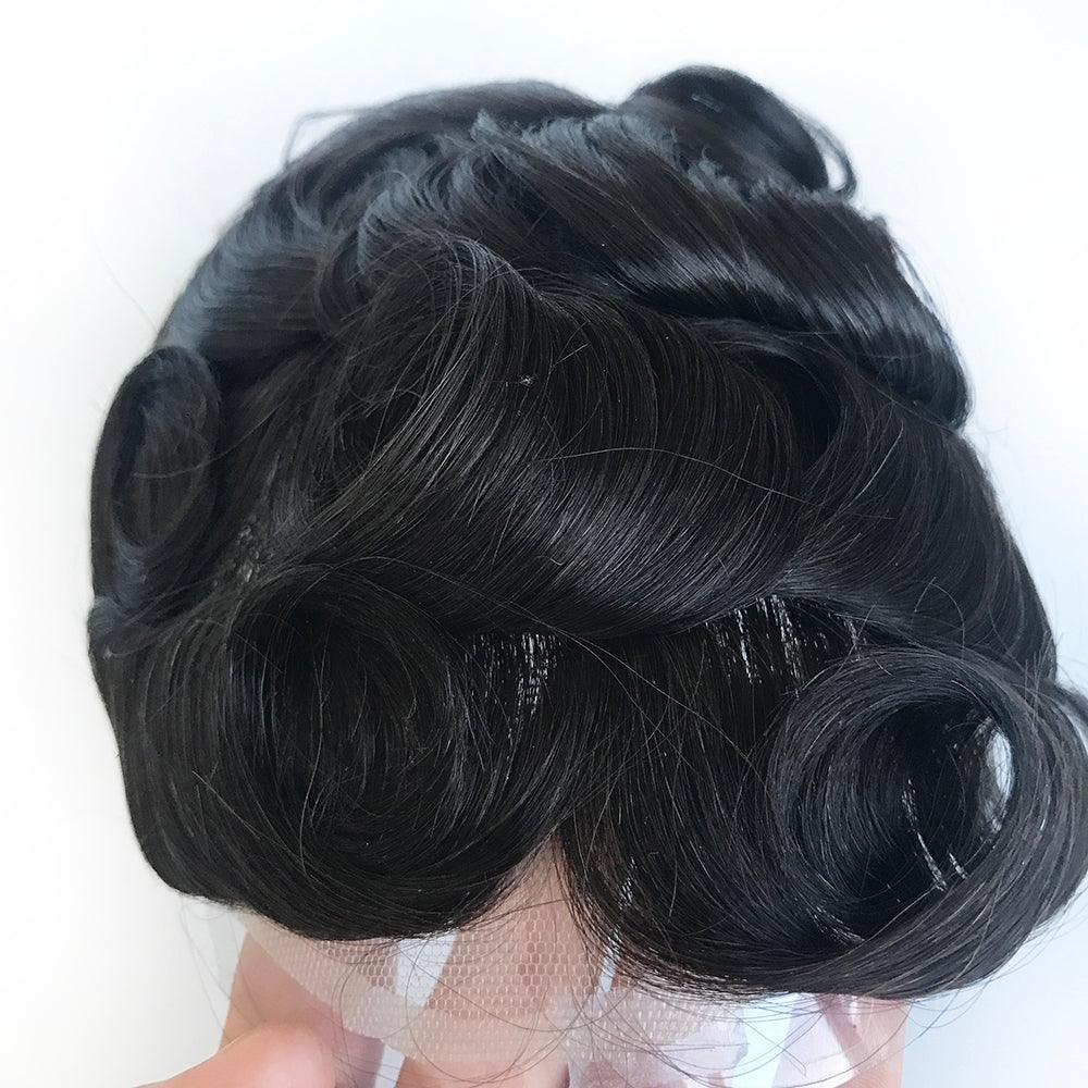 Thin Polyskin base Men Hair System with French lace front - Double Show Hair Wigs