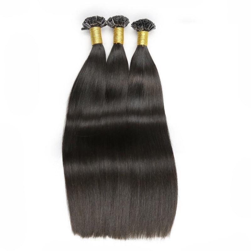 U Tip Natural Hair Extensions Capsule Brazilian Remy Hair Nail Tip Hair Weft Smoothing Keratin Fusion Human Hair - Double Show Hair Wigs