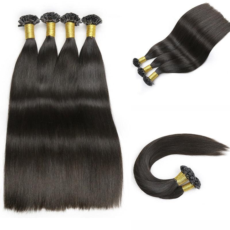 U Tip Natural Hair Extensions Capsule Brazilian Remy Hair Nail Tip Hair Weft Smoothing Keratin Fusion Human Hair - Double Show Hair Wigs