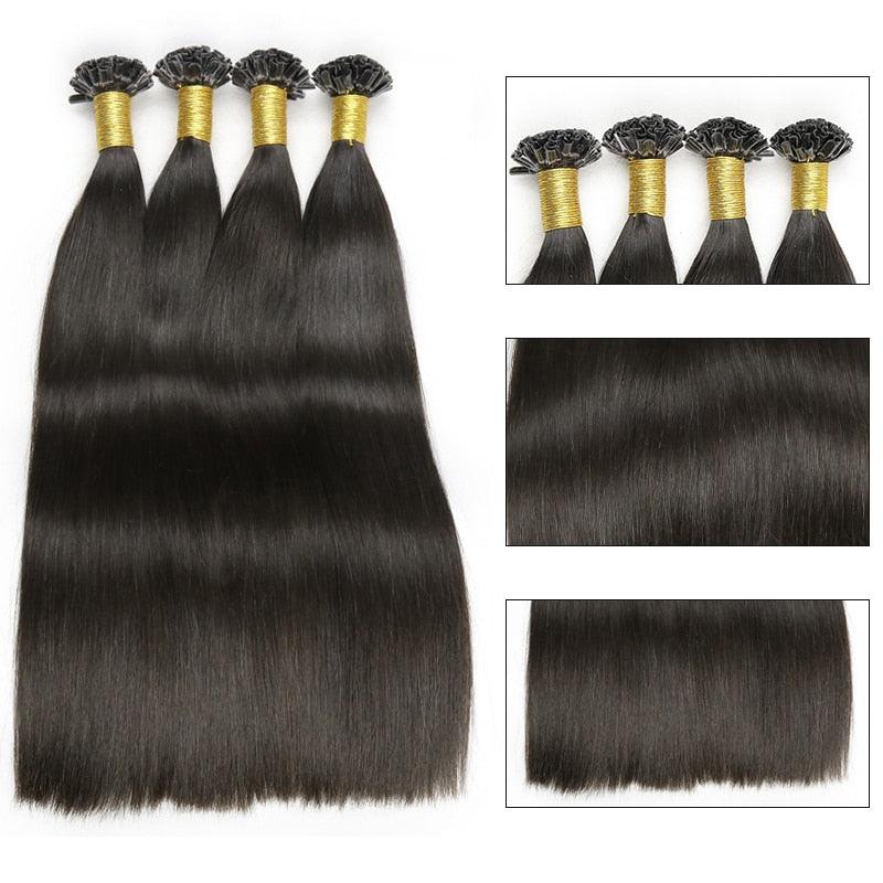 U Tip Natural Hair Extensions Capsule Brazilian Remy Hair Nail Tip Hair Weft Smoothing Keratin Fusion Human Hair - Double Show Hair Wigs